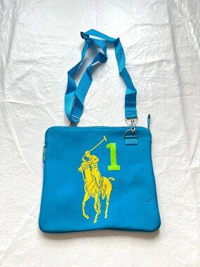 Ralph Lauren Big Pony Collection Bag square zip up blue yellow green purse